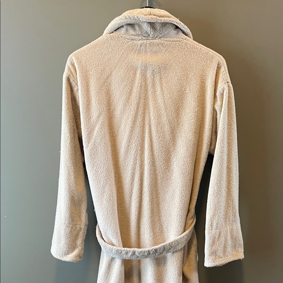 Towel Plush Robe Cream Bathrobe wt Belt Long Sleeve Comfortable Soft 100% Cotton - Picture 9 of 10
